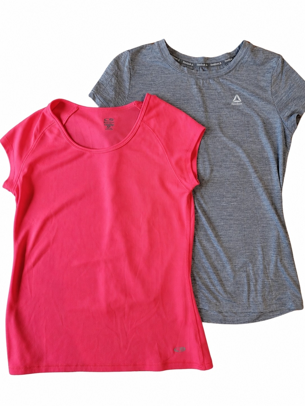 Set Of 2 Athletic Workout Tops Reebok & Champion Duo Pink & Gray Size Small